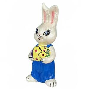 Vintage 7” Ceramic Luster Easter Bunny Rabbit Painted Easter Holiday Egg